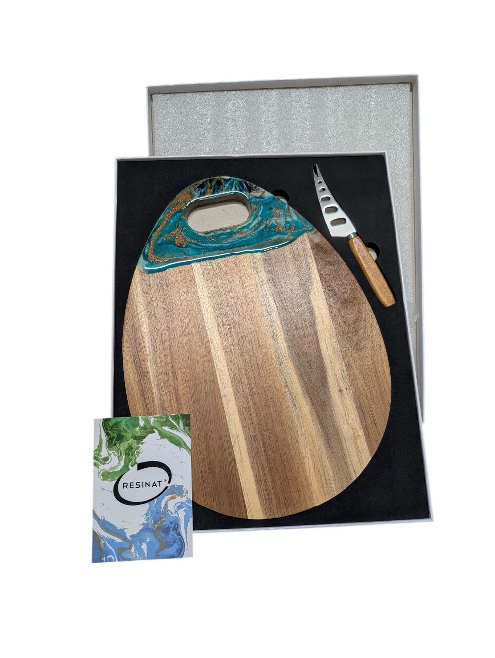 New Resinat Ocean Resin Tear Drop Cheese Board and Knife Set